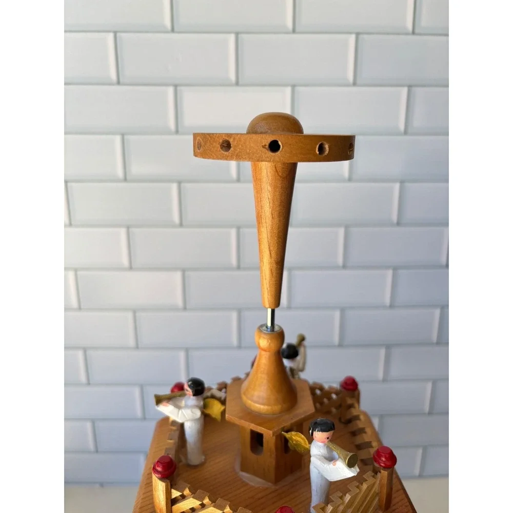 Vintage Christmas Pyramid 3 Tier Wooden‎ Nativity Shepherd Carousel NO FAN